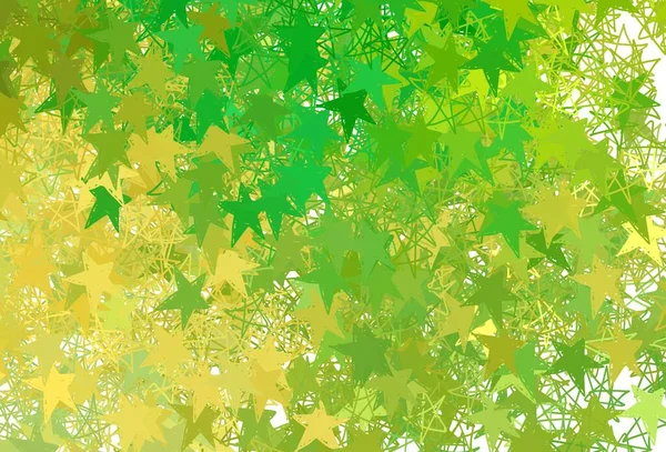 Verde Claro Plantilla Vector Amarillo Con Estrellas Del Cielo Ilustración — Archivo Imágenes Vectoriales