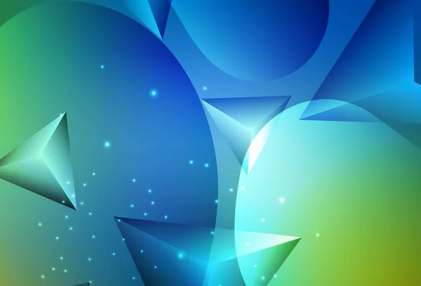 Ljusblå Grön Vektor Abstrakt Illustration Med Färgglada Skivor Och Trianglar — Stock vektor