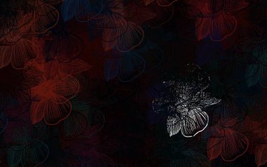 Koyu mavi, çiçekli kırmızı vektör deseni. Çiçeklerle süslenmiş soyut çizimler. Web sitesi yöneticileri ve tasarımları için desen.