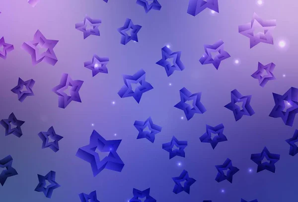 Světlá Růžová Modrá Vektorová Šablona Hvězdami Oblohy Zářící Barevná Ilustrace — Stockový vektor
