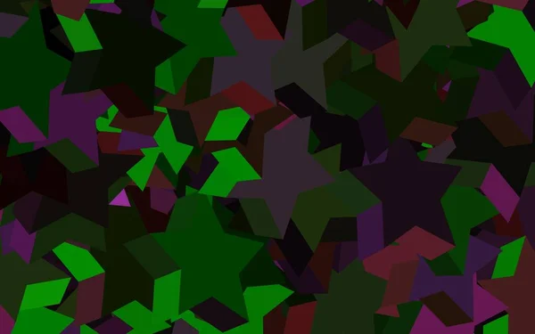Dunkelrosa Grüne Vektorvorlage Mit Himmelssternen Leuchtend Farbige Illustration Mit Sternen — Stockvektor