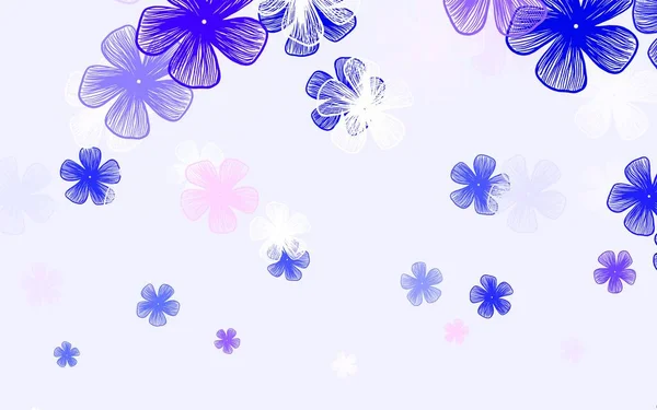 Açık pembe, mavi vektör karalama desenli çiçekler. Renkli, soyut karalama çiçekleri olan bir resim. Markan için şık bir model..