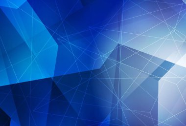 Kristallerle, üçgenlerle açık mavi vektör şablonu. Renkli üçgenlerin olduğu bir resim. Broşürler, broşürler için desen