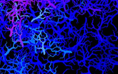 Koyu pembe, mavi vektör karalama arkaplanı yapraklar, dallar. Yaprakları ve dalları olan yepyeni renkli bir illüstrasyon. Web siteniz için Doodle tasarımı.