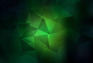 Koyu yeşil vektör üçgen arkaplan. Üçgenli modern soyut çizim. Pankartın için tamamen yeni bir şablon.