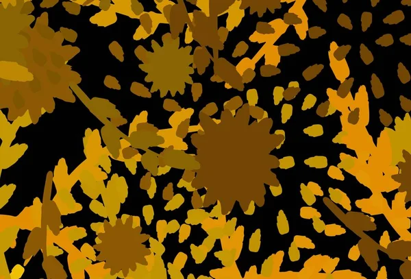 Tmavě Žlutý Vektorový Vzorec Náhodnými Tvary Jednoduchá Barevná Ilustrace Abstraktními — Stockový vektor