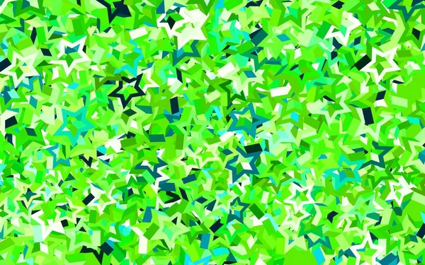 Světle Zelený Vektorový Vzor Vánočními Hvězdami Hvězdy Rozmazaném Abstraktním Pozadí — Stockový vektor