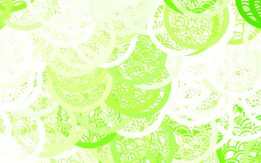 Açık yeşil vektör çizimi ve parlak soyut daireler. Bulanık dekoratif tasarım baloncuklu soyut tarzda. İniş sayfası için modern şablon.