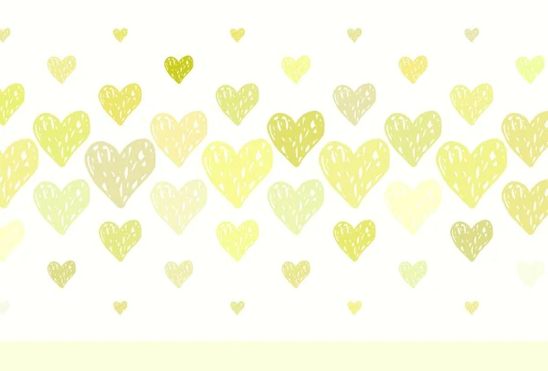 Fondo Vector Amarillo Claro Con Corazones Ilustración Brillante Con Corazones — Vector de stock