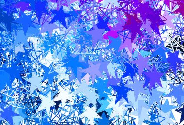 Açık Pembe, gökyüzü yıldızlı mavi vektör şablonu. Yıldızlı modern geometrik soyut çizim. Astronomi web siteleri için desen.