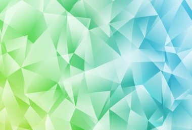 Açık mavi, yeşil vektör çokgen arkaplan. Yarım ton şeklinde, üçgenli yaratıcı illüstrasyon. Dizaynınız için üçgen desen.