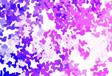 Açık Mor, rastgele şekilli pembe vektör deseni. Renkli rastgele şekillerle modern soyut illüstrasyon. Bir cep telefonu için arka plan.