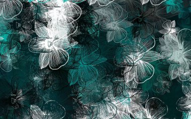 Açık mavi, çiçekli yeşil vektör zarif arkaplan. Çiçekli zarif, parlak bir illüstrasyon. İş tasarımınız için yepyeni bir tarz.