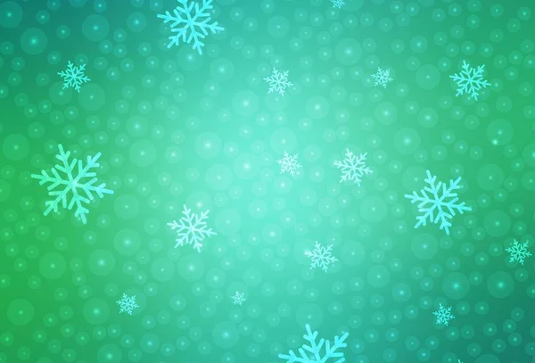 Fondo Vectorial Verde Claro Estilo Navidad Ilustración Con Copos Nieve — Archivo Imágenes Vectoriales