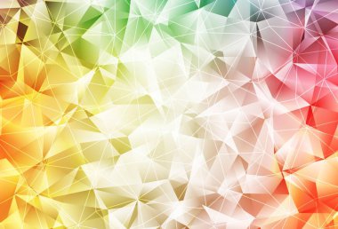 Açık yeşil, kırmızı vektör desenli çokgen. Doğa tarzında üçgenleri olan güzel bir çizim. Kartvizitiniz için modern tasarım.