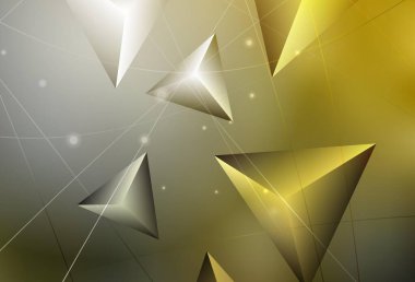 Koyu yeşil, sarı vektör üçgen arkaplan. Origami stilinde gradyan ile yaratıcı geometrik illüstrasyon. Dizaynınız için üçgen desen.