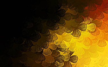 Koyu yeşil, sarı vektör şablonu ağaçlar, dallar. Çiçeklerle karalama tarzında renkli çizimler. Cep telefonlarının geçmişleri için şablon.