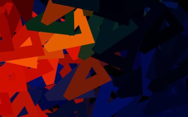 Koyu mavi, sarı vektör arkaplan, çizgiler, üçgenler. Doğa tarzında üçgenleri olan güzel bir çizim. Kartvizitiniz için modern tasarım.