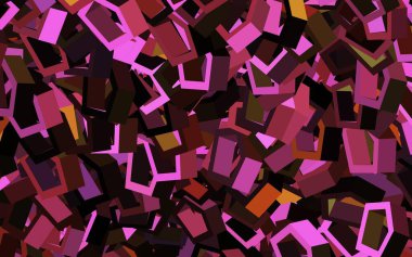 Altıgen kümeli koyu pembe, sarı vektör arkaplan. Bulanık arkaplanda renkli altıgenler. Reklamınız için bir kalıp, kitapçıklar.