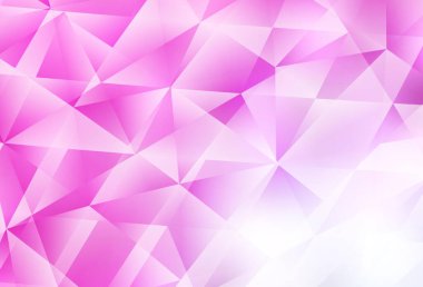 Açık pembe vektör mozaik arkaplan. Üçgenli parlak renkli çizimler. İşiniz için yepyeni bir tasarım..