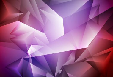 Koyu mavi, kırmızı vektör desenli ve çokgen. Üçgenli soyut gradyan çizimi. Broşürler, broşürler için desen