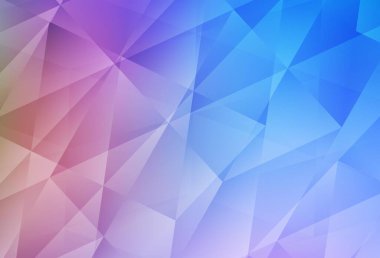 Açık mavi, kırmızı vektör eğimli şablon. Çokgen soyut çizim ve gradyan. Dizaynınız için üçgen desen.