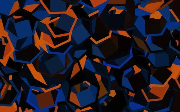 Mørkeblå Gul Vektor Skabelon Sekskantet Stil Illustration Med Sæt Farverige – Stock-vektor