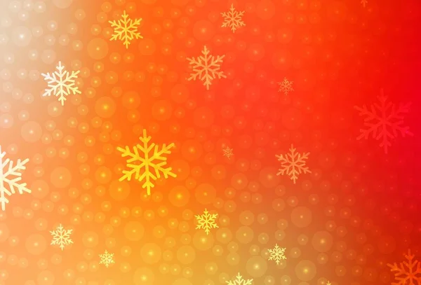 Lichtrood Geel Vector Patroon Kerststijl Ontwerp Kerststijl Met Kerstballen Sneeuwvlokken — Stockvector
