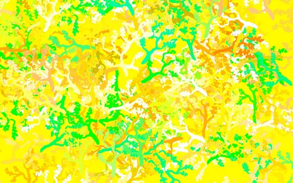 Светло Зеленый Желтый Векторный Естественный Узор Листьями Ветвями Красочная Иллюстрация — стоковый вектор