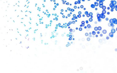 Açık mavi, benekli sarı vektör arka plan. Parlak renkli soyut çemberlerin olduğu bir resim. Güzel web siteleri için desen.