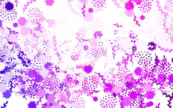 Licht Paars Roze Vector Doodle Achtergrond Met Bloemen Rozen Kleurrijke — Stockvector
