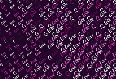 Tatlı kalpli açık pembe vektör arkaplanı. Bulanık arkaplanda gradyan kalp şekilleri olan bir resim. Sevgililer günü ilanı ve kitapçıkları için bir model..