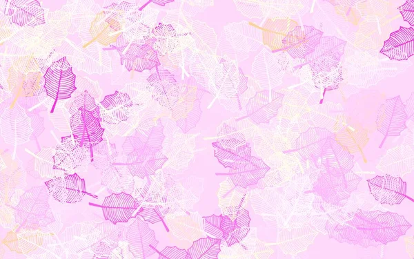 Светло Розовый Желтый Векторный Естественный Узор Листьями Современная Абстрактная Иллюстрация — стоковый вектор