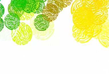 Açık yeşil, soyut şekilli sarı vektör arkaplan. Modern tarzda değişen renkli kaotik formlar. Duvar kağıtları için zarif tasarım.