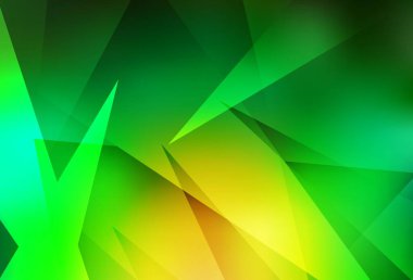Açık yeşil, kristalli sarı vektör şablonu, üçgenler. Soyut arkaplanda renkli eğimli üçgenler. İşiniz için en iyi akıllı tasarım.