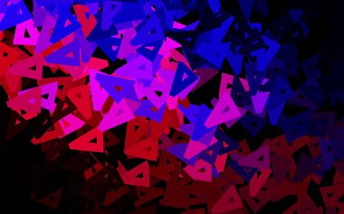 Koyu mavi, üçgen biçiminde kırmızı vektör dokusu. Soyut arkaplanda renkli eğimli üçgenler. İşiniz için en iyi akıllı tasarım.