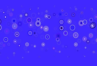 Açık mavi, benekli kırmızı vektör arkaplan. Parlak renkli soyut çemberlerin olduğu bir resim. Fütürist reklamlar ve kitapçıklar için şablon.