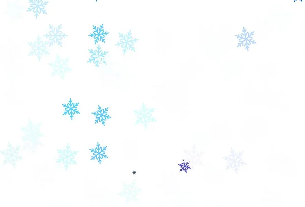 Azul Claro Plantilla Vector Amarillo Con Copos Nieve Hielo Estrellas — Archivo Imágenes Vectoriales