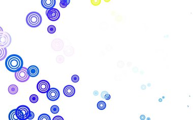 Açık mavi, daire şekilli sarı vektör düzeni. Doğa tarzında renkli baloncuklu soyut illüstrasyon. Marka kitabınız için yeni şablon.