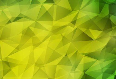 Açık yeşil, sarı vektör üçgen mozaik doku. Çokgen soyut çizim ve gradyan. Pankartın için tamamen yeni bir şablon.