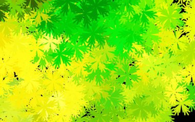 Koyu yeşil, çiçekli sarı vektör deseni. Beyaz arka planda gradyanı olan çiçekler. İşiniz için en iyi tasarım..