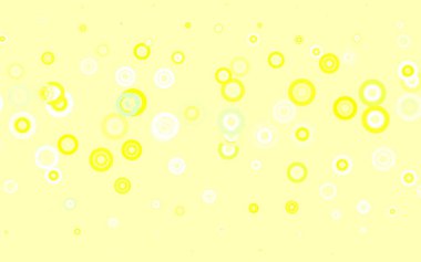 Açık yeşil, küreli sarı vektör deseni. Bulanık dekoratif tasarım baloncuklu soyut tarzda. Duvar kağıtlarının dokusu için desen.