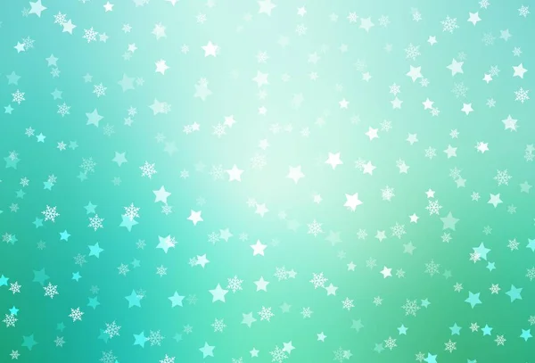 Светло Зеленая Векторная Текстура Цветными Снежинками Звездами Красочный Декоративный Дизайн — стоковый вектор