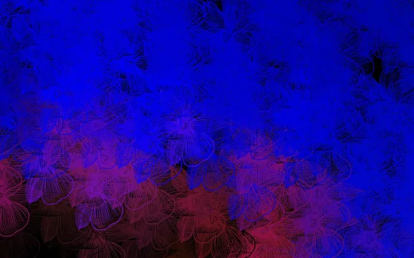 Mörkblå Gul Vektor Elegant Bakgrund Med Blommor Färgglad Illustration Klotter — Stock vektor