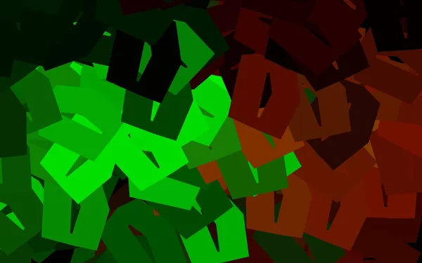 Темно Зеленый Красный Векторный Фон Множеством Шестиугольников Размытый Фон Цветными — стоковый вектор