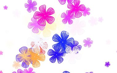 Çok renkli ışık vektörü, çiçekli soyut arkaplan. Karalama tarzında çiçekli soyut illüstrasyon. Web sitesi yöneticileri ve tasarımları için desen.