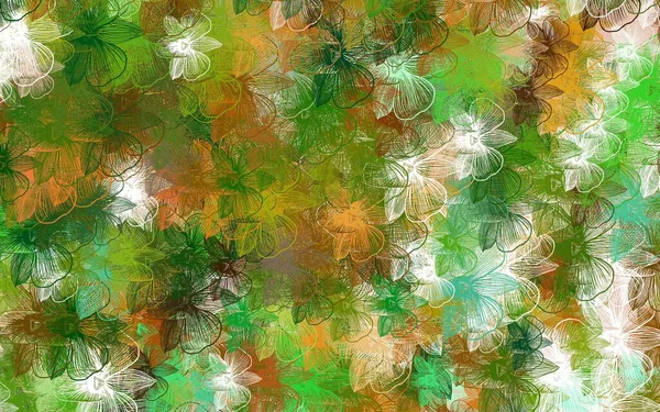 Vert Clair Vecteur Jaune Fond Naturel Avec Des Fleurs Fleurs — Image vectorielle