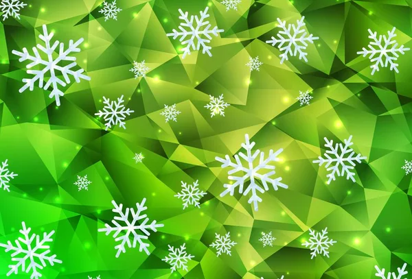 Light Green Yellow Vector Layout Bright Snowflakes Stars Colorful Decorative — Stock Vector