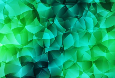 Açık yeşil vektör üçgen arkaplan parlıyor. Çokgen biçiminde, gradyan ile renkli çizimler. İş tasarımınız için yepyeni bir tarz.