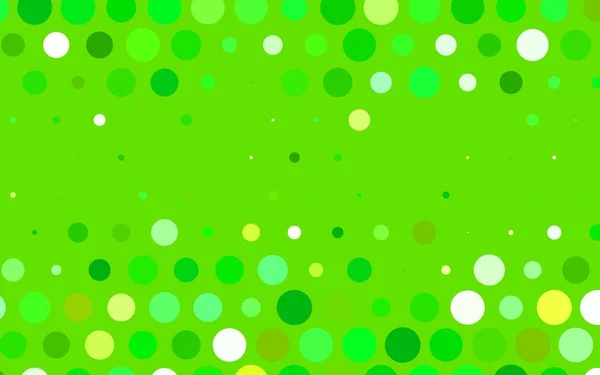 Hellgrüne Gelbe Vektorillustration Mit Einer Reihe Leuchtender Farbenfroher Abstrakter Kreise — Stockvektor